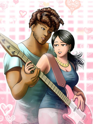 Fan art of Dr. Hirano / Stacy's mom and Coltrane from "Phineas and Ferb"