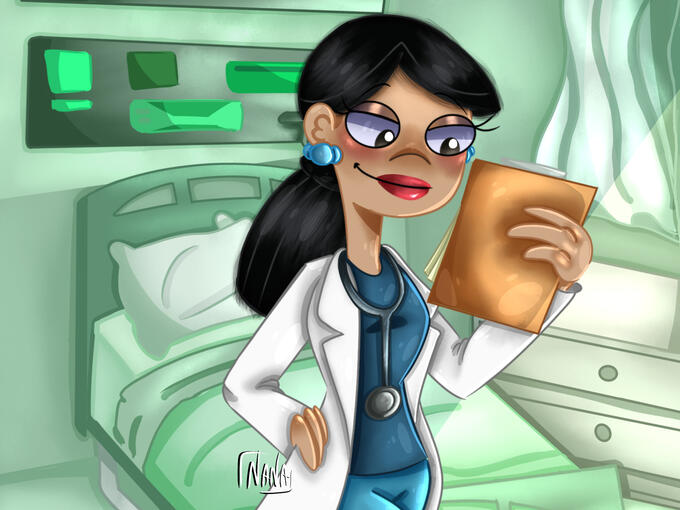 Fan art of Dr. Hirano / Stacy's mom from "Phineas and Ferb"