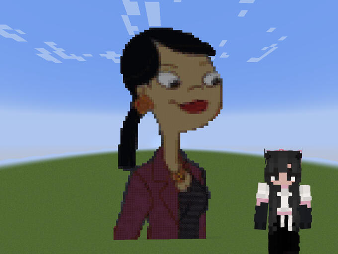 Minecraft fan art of Dr. Hirano / Stacy's mom from "Phineas and Ferb"